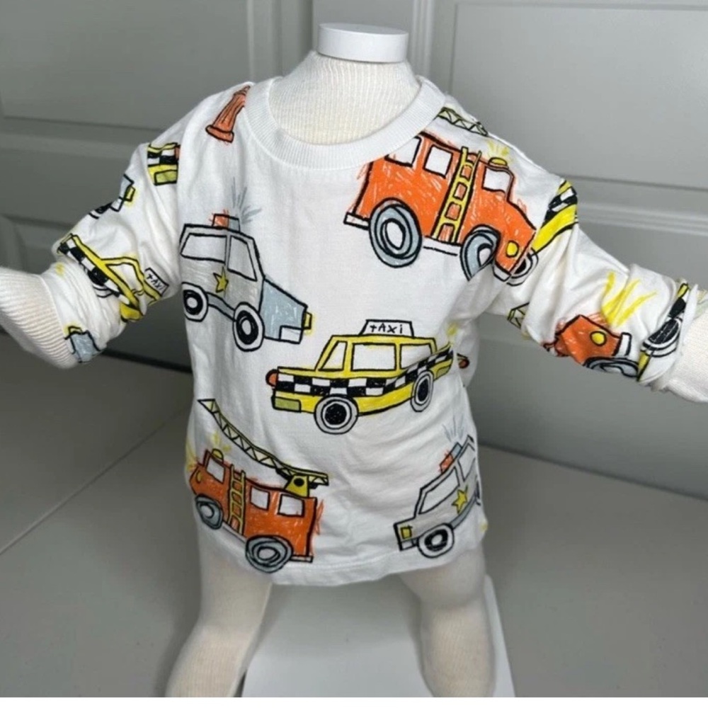 ZARA INFANT BOY TRAFFIC TAXI CARS PRINT TOP SZ 3-6 MOS